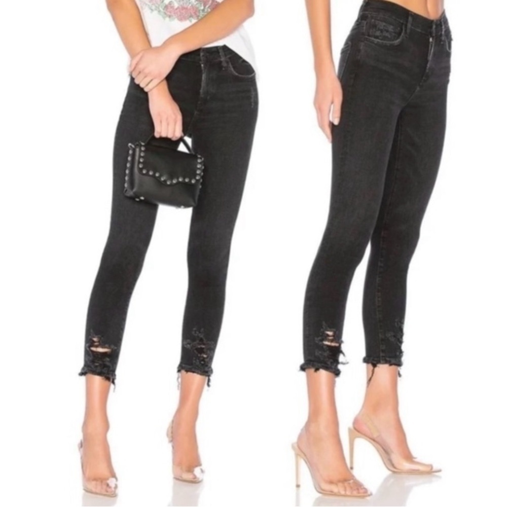 Agolde Faded Black Sophie High-Rise Skinny Crop Distressed Jeans Size 26